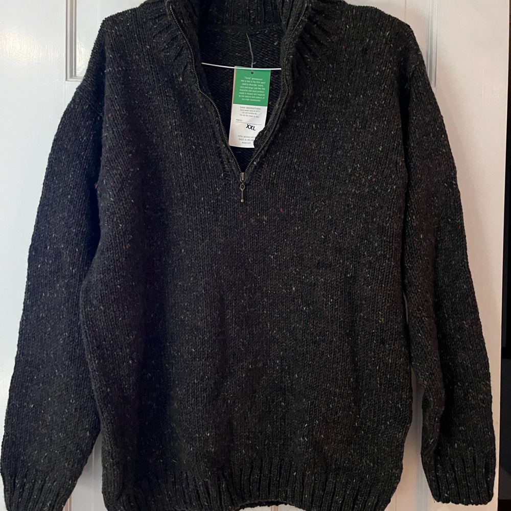 Men's Charcoal Zip-Up Sweater